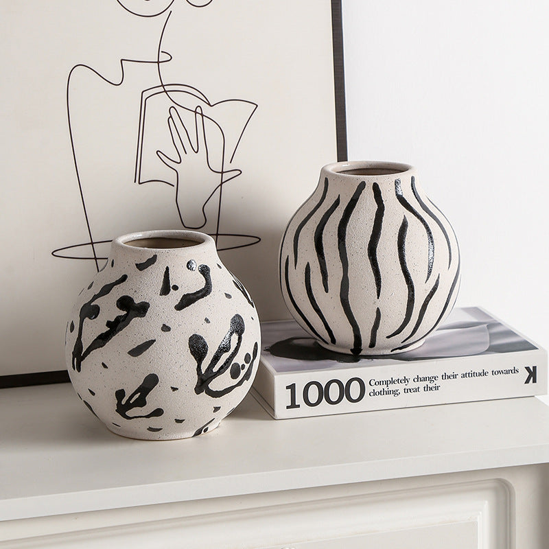 Zebra & Leopard Painting Ceramic Vase
