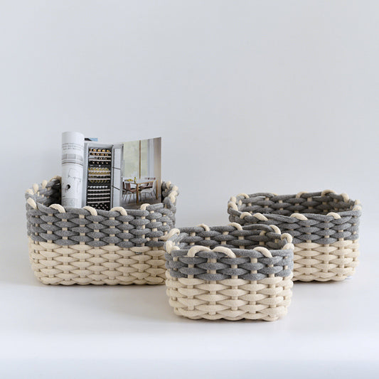 Set of Three Cotton Cord Woven Storage Baskets