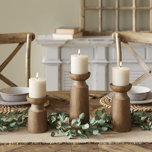 Solid Wood Retro Candle Holders